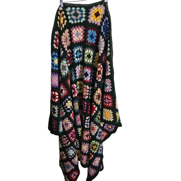 Vintage Handmade Granny Square Cottagecore 70s Throw 88"x58" - Picture 1 of 10